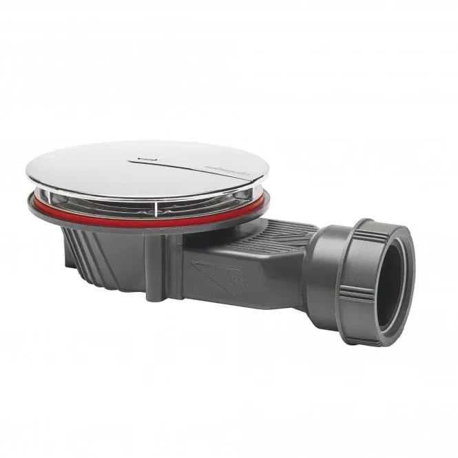 Wirquin Chrome Extra Slim+ Low Profile Waterless Shower Waste for 90mm Trays 30723374